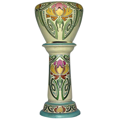 Appraisal: ROSEVILLE Persian jardiniere and pedestal set unusually decorated with Arts