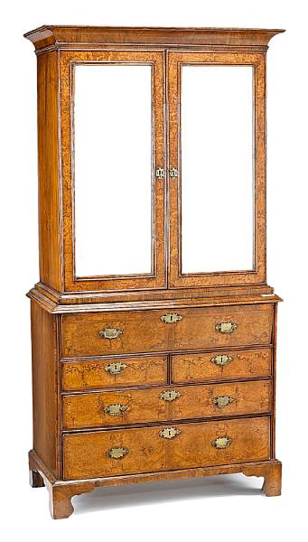 Appraisal: A George I walnut secretary bookcase first quarter th century