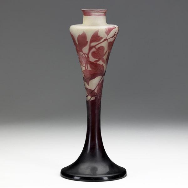 Appraisal: EMILE GALLE Cameo glass factory lamp base with sprigs of