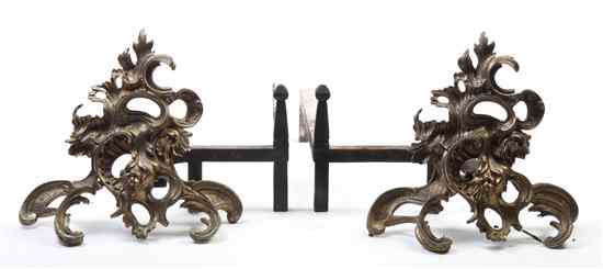 Appraisal: A Pair of Louis XV Style Gilt Metal Chenets each