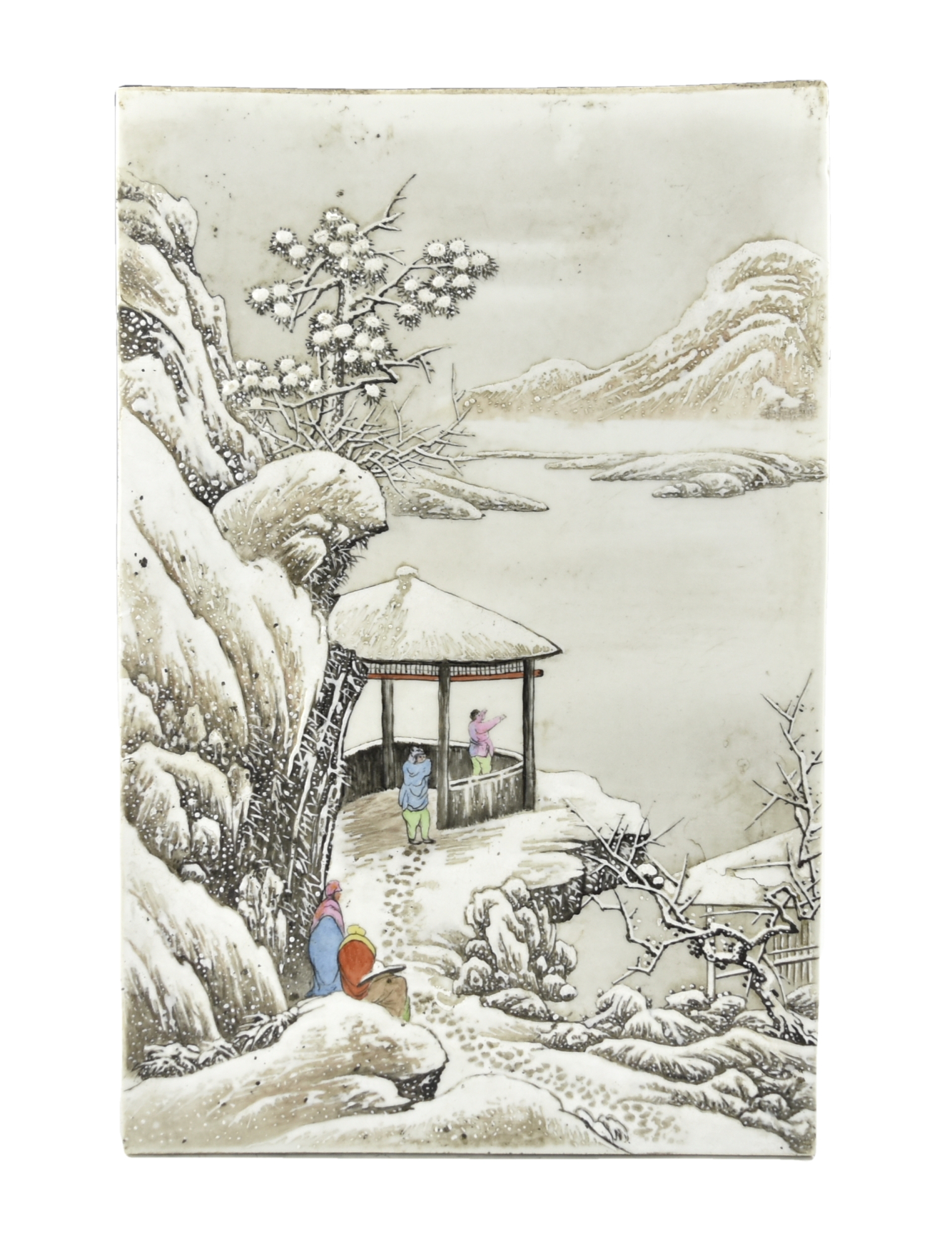 Appraisal: A Chinese Republic period porcelain plaque depicting a beautiful Winter