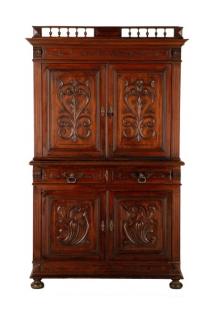 Appraisal: Continental Baroque Style Carved Oak Cabinet Continental early th century