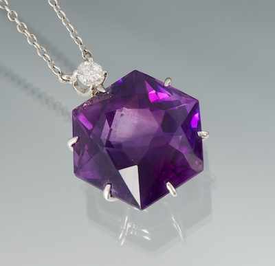 Appraisal: A Fine Amethyst and Diamond Necklace k white gold necklace