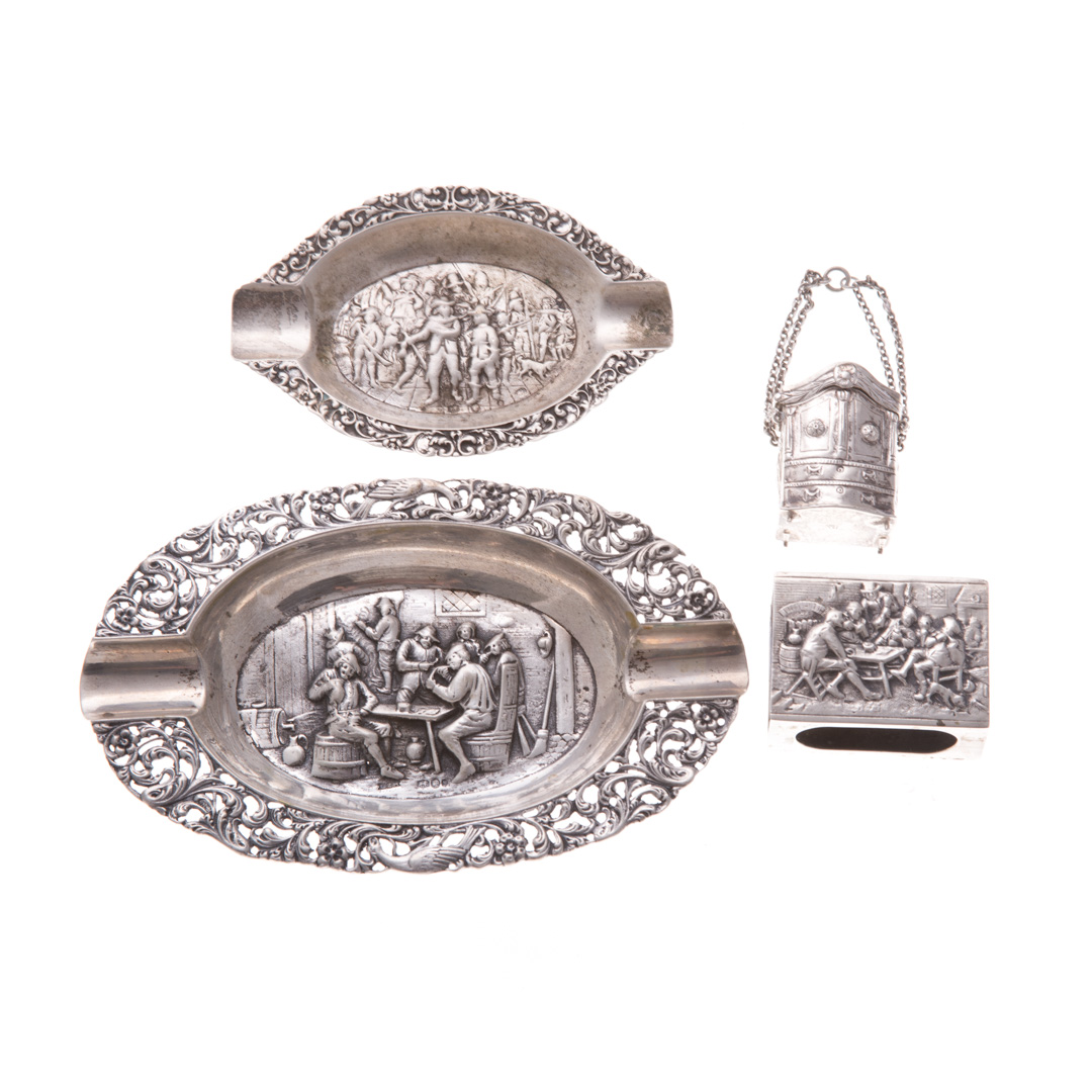 Appraisal: Continental silver smoking paraphernalia mid th century items comprising Dutch