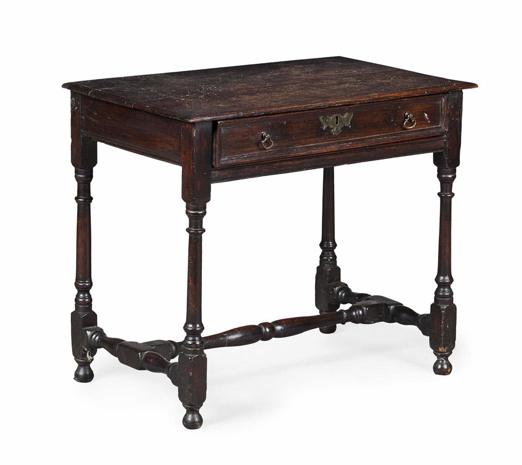 Appraisal: GEORGE II PROVINCIAL OAK SIDE TABLE TH CENTURY the rectangular