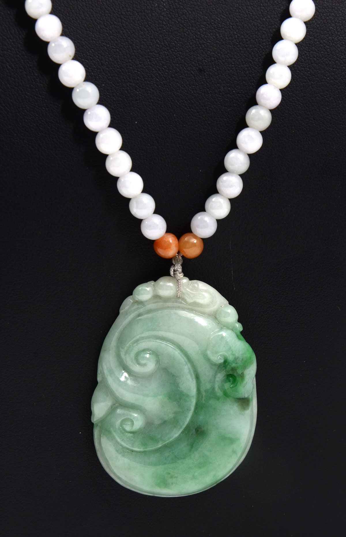 Appraisal: LIGHT GREEN NATURAL FEI CUI JADE PENDANT NECKLACE Carved type