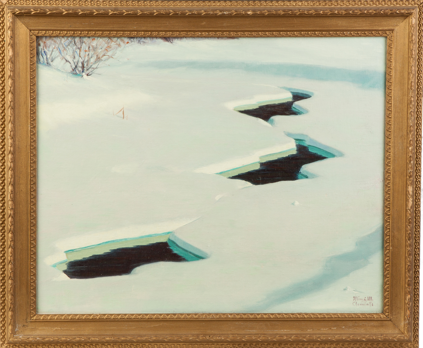 Appraisal: Three Alling Clements Paintings American - Frozen River Turtles on