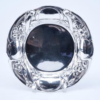 Appraisal: Mauser Mfg Co - Art Nouveau Sterling Peony Relief Dish