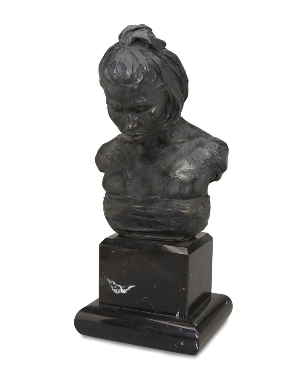 Appraisal: Richard MacDonald b American Head study Patinated bronze on marble