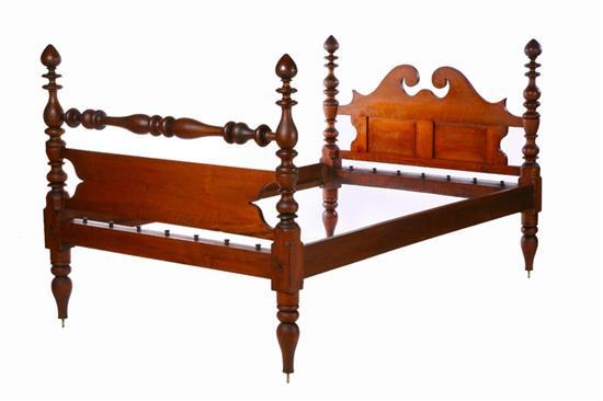 Appraisal: FINE COUNTRY BED Ohio mid th century curly maple Boldly