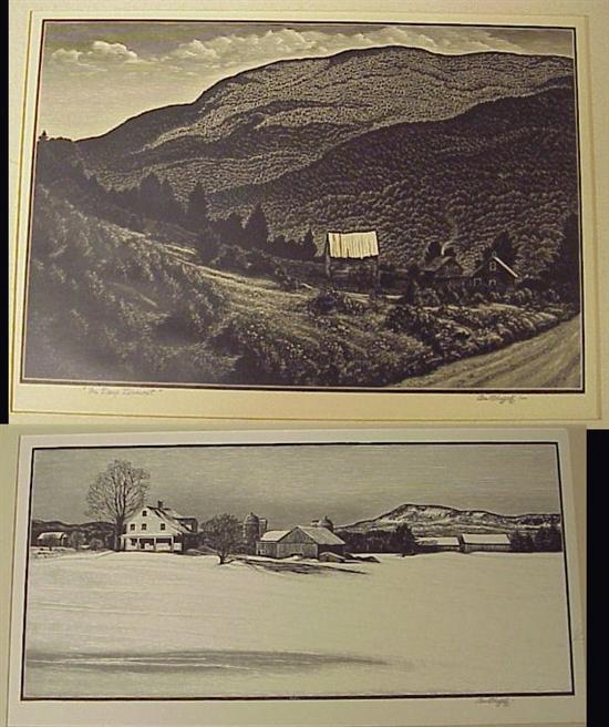 Appraisal: Asa Cheffetz American - two wood engravings In Deep Vermont