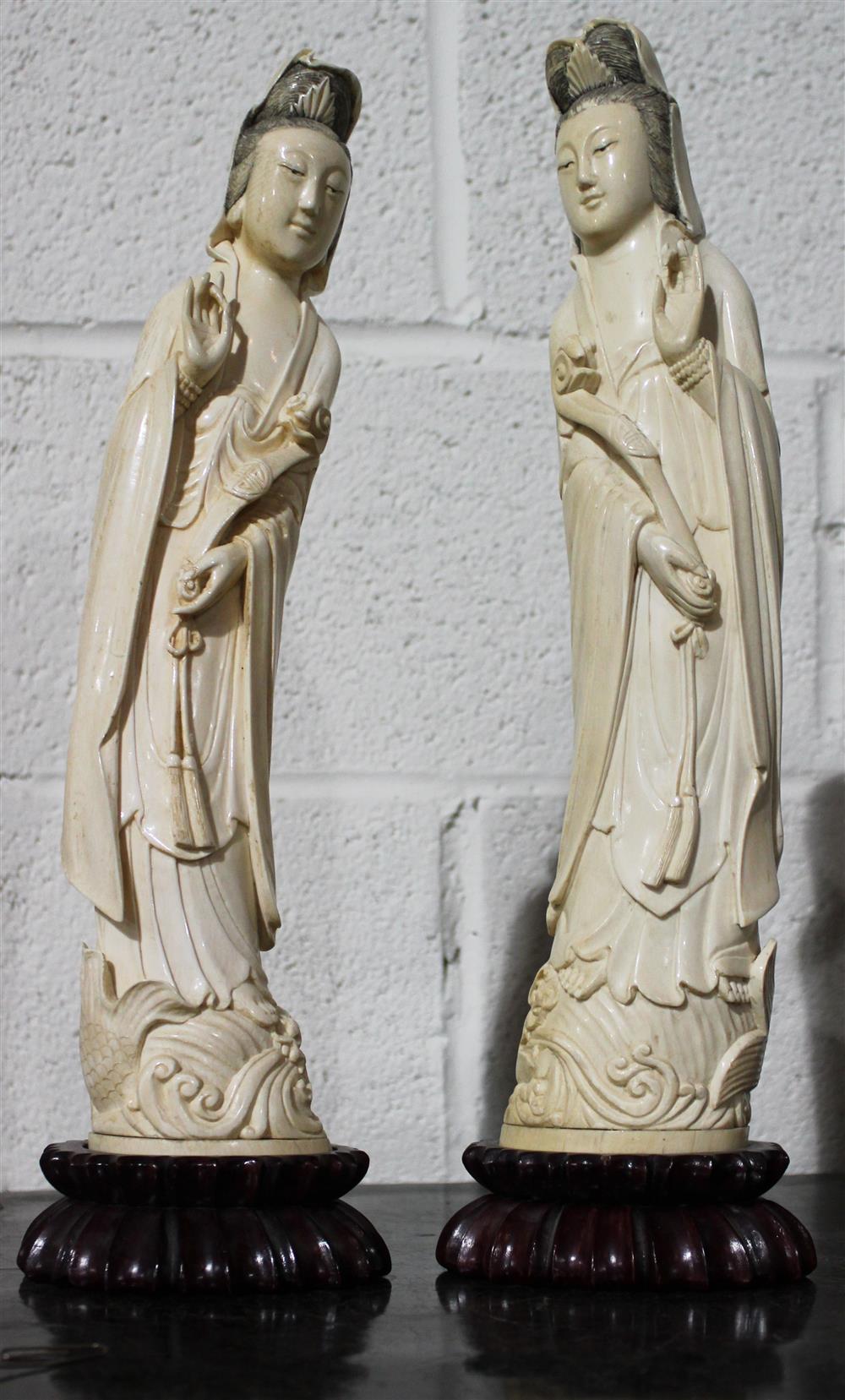 Appraisal: PAIR OF CHINESE IVORY GUANYIN Note If the buyer intends