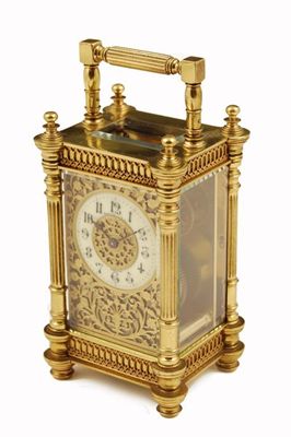 Appraisal: A French gilt brass carriage clock with a platform cylinder