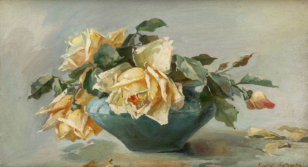 Appraisal: K KUTUZOVA RUSSIAN K KUTUZOVA RUSSIAN White Roses oil on