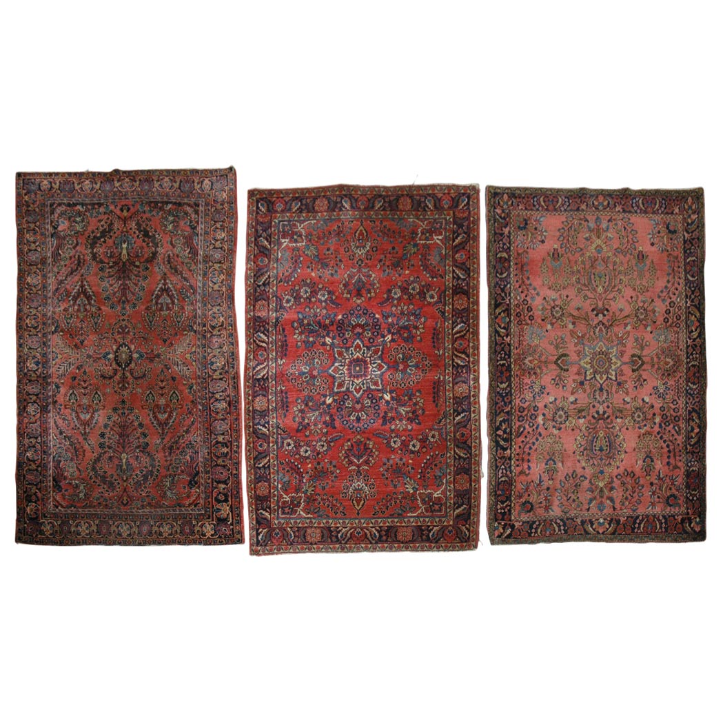 Appraisal: Three Sarouk Rugs North Persia circa Approximately feet inch x