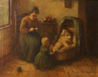 Appraisal: Continental School th Century Mother and children in an interior