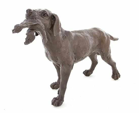 Appraisal: Bronze sculpture of bird dog after Debut Continental th century