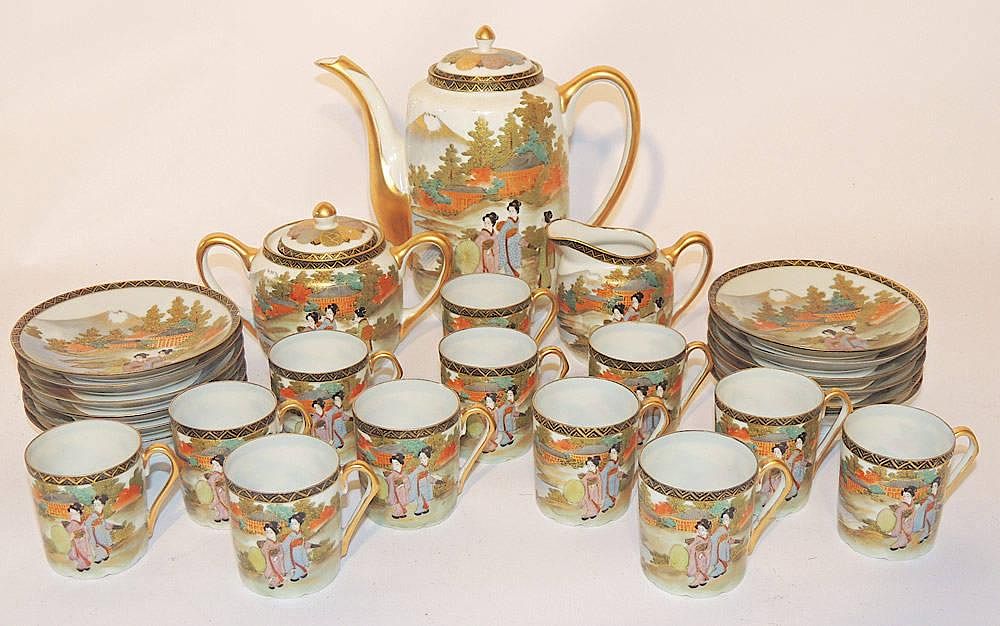 Appraisal: Japanese Porcelain Tea Set Set includes covered tea pot sugar