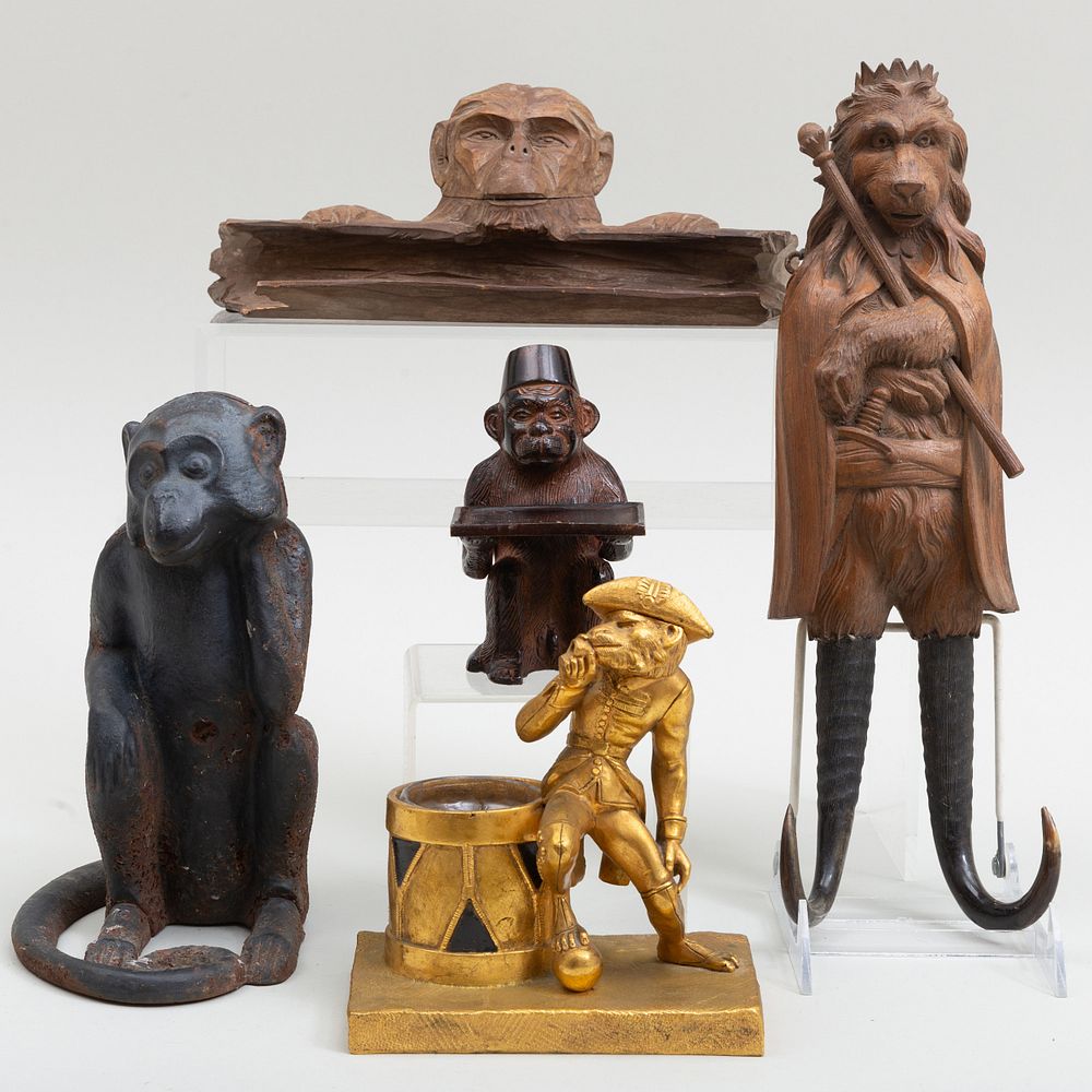 Appraisal: Barrel of Monkeys' Collection of Themed Ephemera Comprising A carved