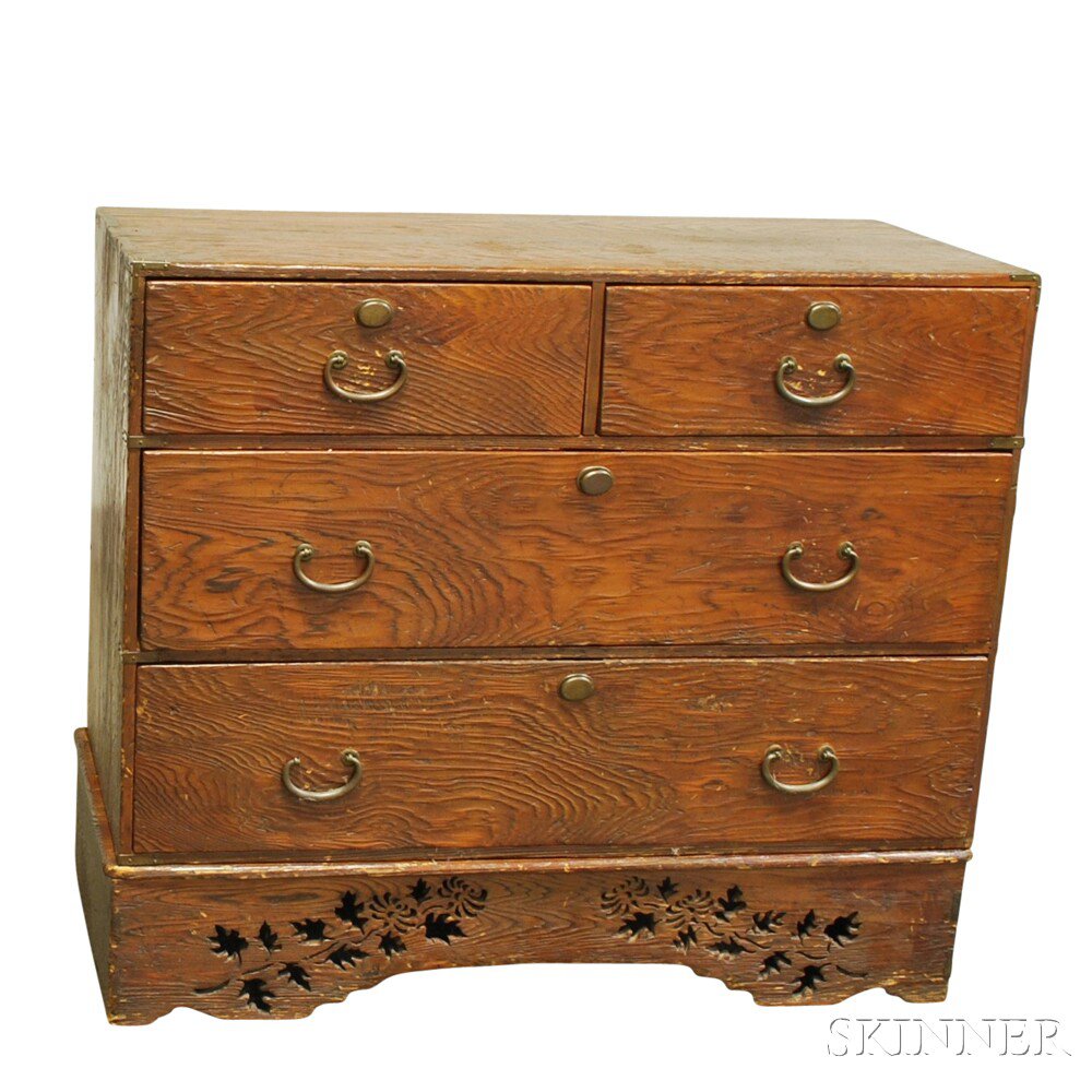 Appraisal: Small Asian Export Chest on Stand the upper section with