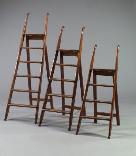 Appraisal: Regency-Style Brass-Mounted Mahogany Four-Step Folding Library Ladder h