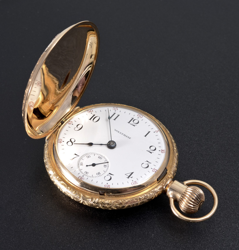 Appraisal: K MULTI COLOR GOLD WATHAM HUNTER CASE POCKET WATCH Circa