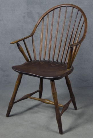 Appraisal: Continuous Arm Windsor ChairCirca Nine-spindle back With faux bamboo turned