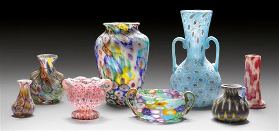 Appraisal: FRATELLI TOSO MURANO LOT OF VASES circa Millefiori murrine glass