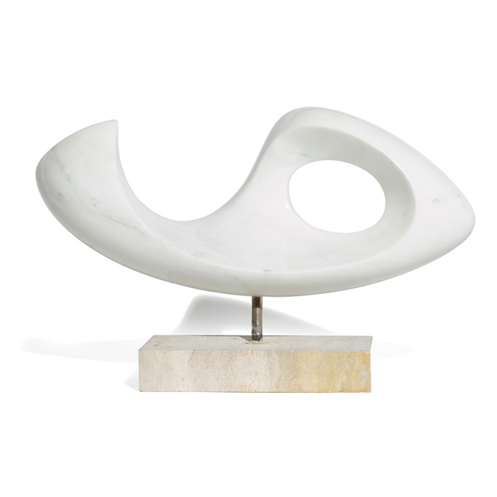 Appraisal: Michael Barkin sculpture abstract form in carved white marble over