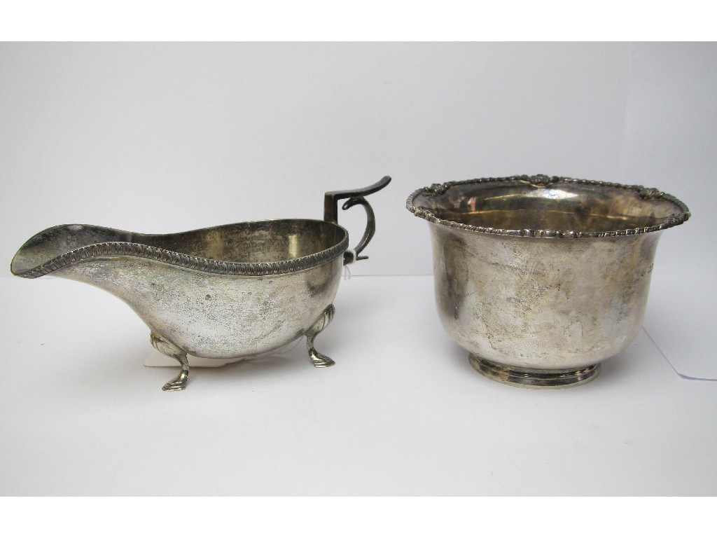 Appraisal: A lot comprising a silver sauceboat and a silver sugar