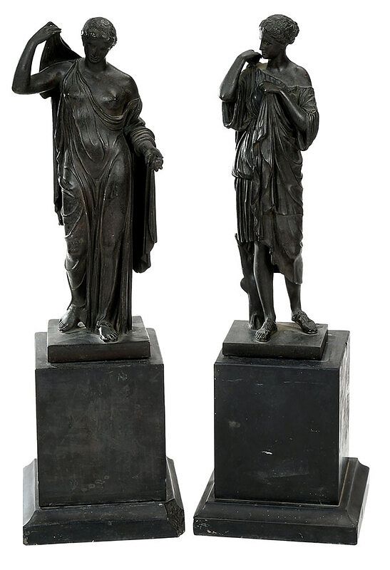 Appraisal: Achille Collas French A pair of classical bronze sculptures Diana