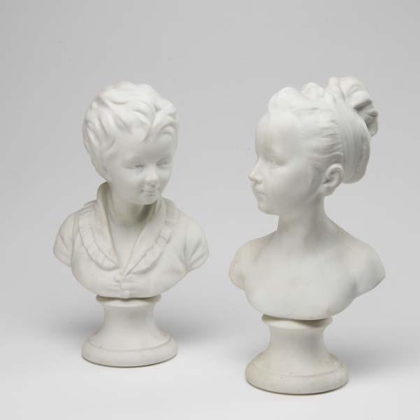 Appraisal: THARAUD LIMOGES Parian busts of a young girl and a