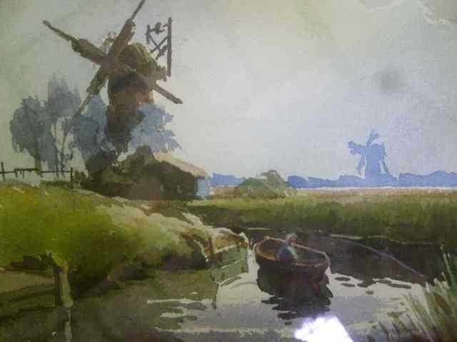 Appraisal: CONTINENTAL SCHOOLLandscape of a river with windmills in the background