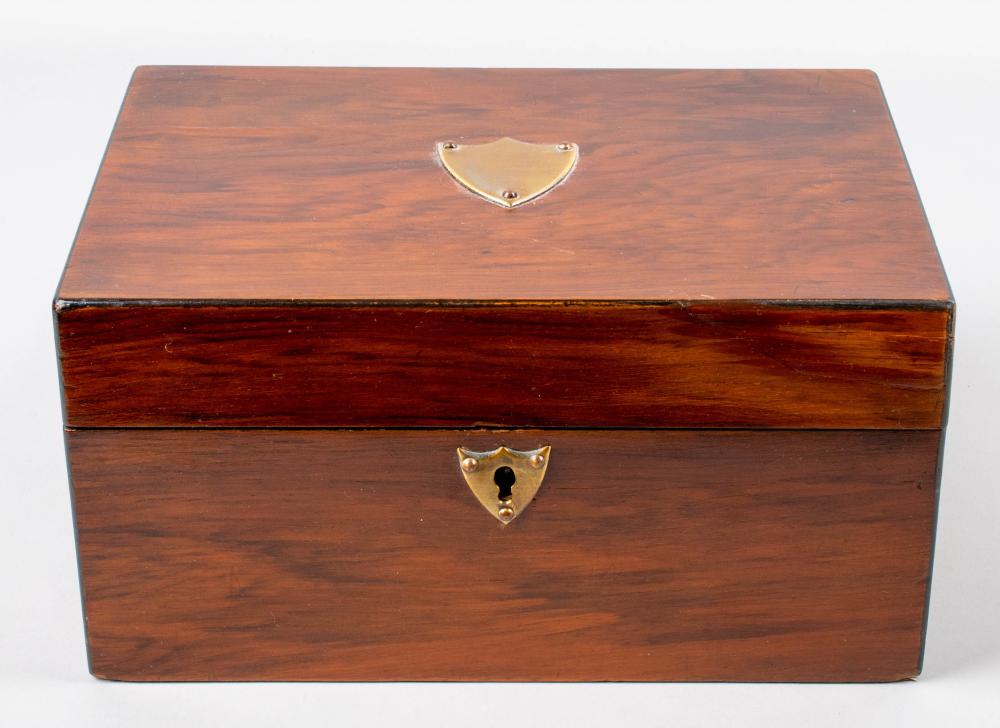 Appraisal: SENATOR JOHN WARNER WOODEN BOX WITH BRASS SHIELD ON LID