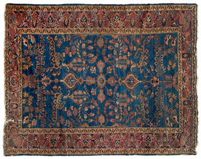 Appraisal: Hamadan rug tree and floral designs on blue central panel