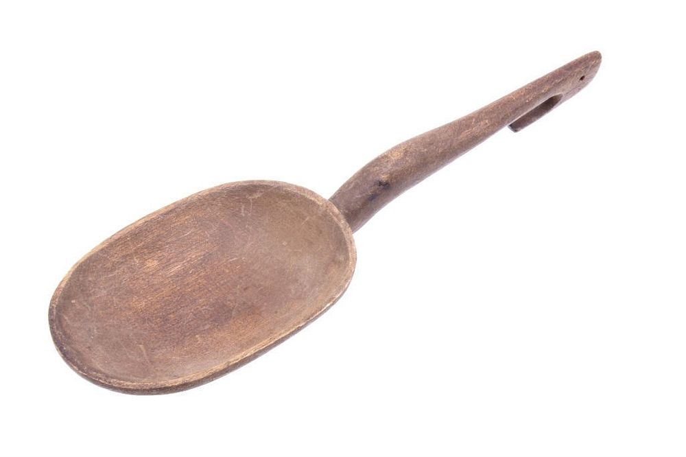 Appraisal: Northern Plains Indians Hand Carved Wooden Spoon For your consideration