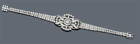 Appraisal: DIAMOND BRACELET ca Platinum Elegant bracelet of a double-row of