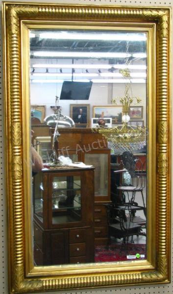 Appraisal: Antique Wall Mirror carved wood frame with leaf motif gold