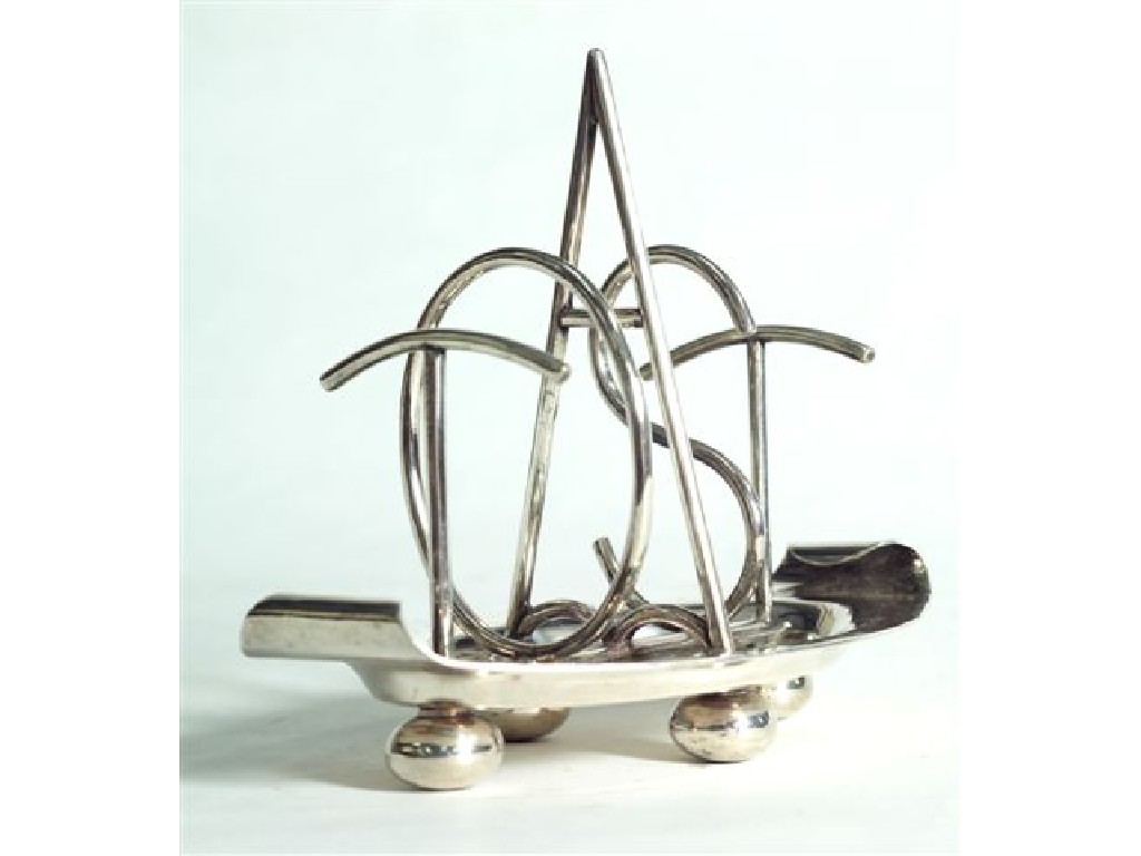 Appraisal: WALKER HALL SILVER-PLATED TOAST TOAST RACK on bun feet -