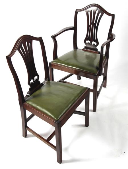 Appraisal: A set of ten Hepplewhite style mahogany dining chairs each