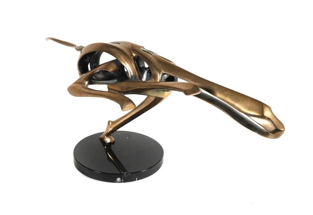 Appraisal: ROBERT BOB BENNETT BRONZE CHEETAHFigural abstract sculpture of a running