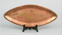 Appraisal: A Los Castillos Copper and Brass Tray A boat-shaped Los