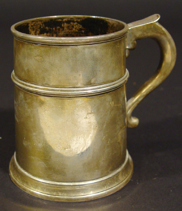 Appraisal: Cylindrical silver one pint tankard London cm high