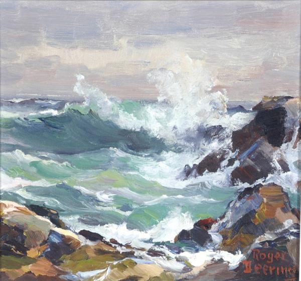 Appraisal: ROGER DEERING American b High Surf Maine Coast oil on