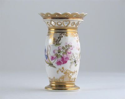 Appraisal: A small English porcelain spill vase painted in the Swansea-style