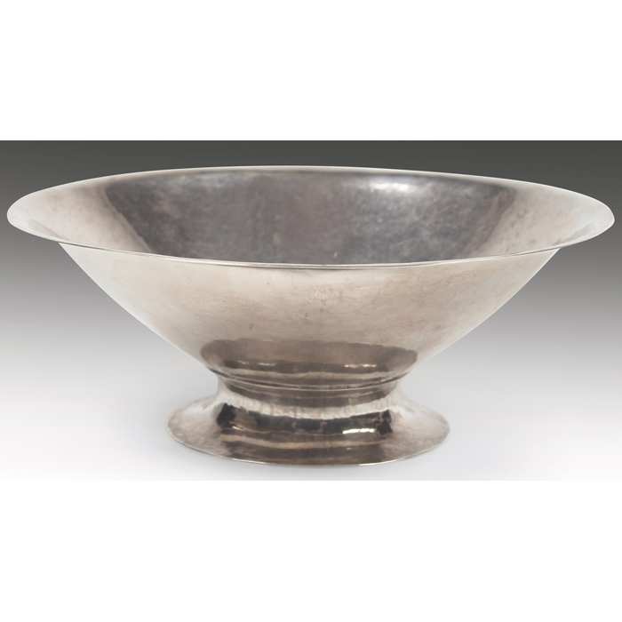 Appraisal: Jarvie bowl footed form in hammeredsilver signed and numbered ''diax