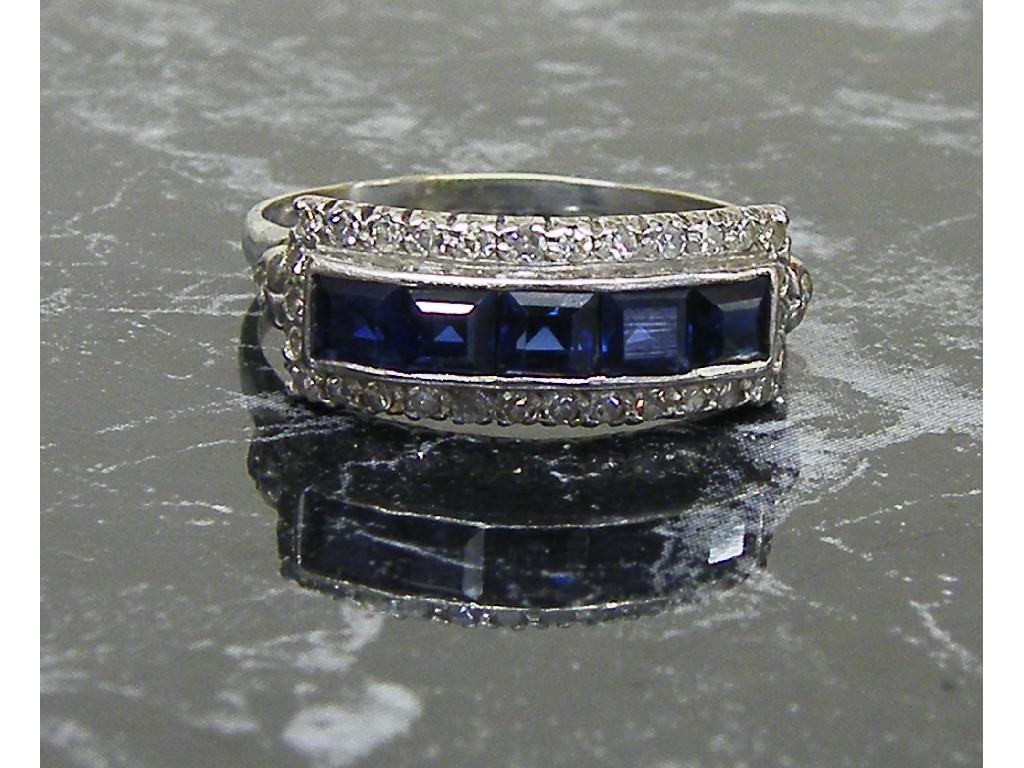 Appraisal: Art Deco style white gold sapphire and diamond set ring