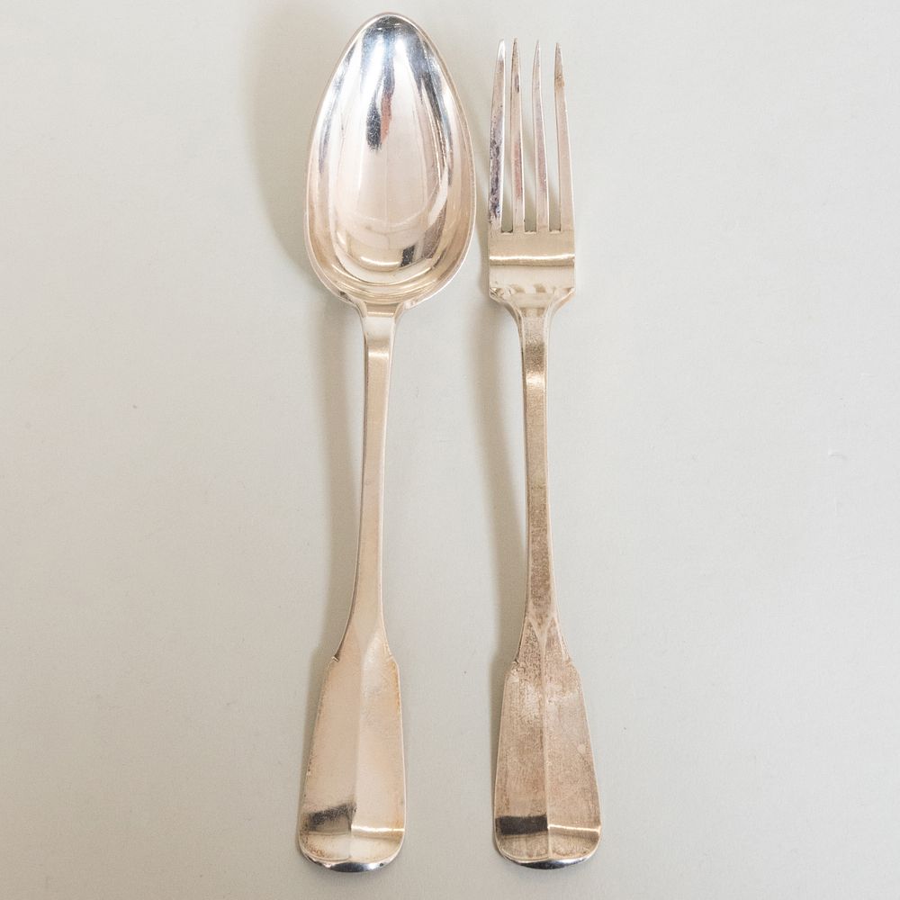 Appraisal: Belgian Silver Fork and Spoon Set Marked ' ' and