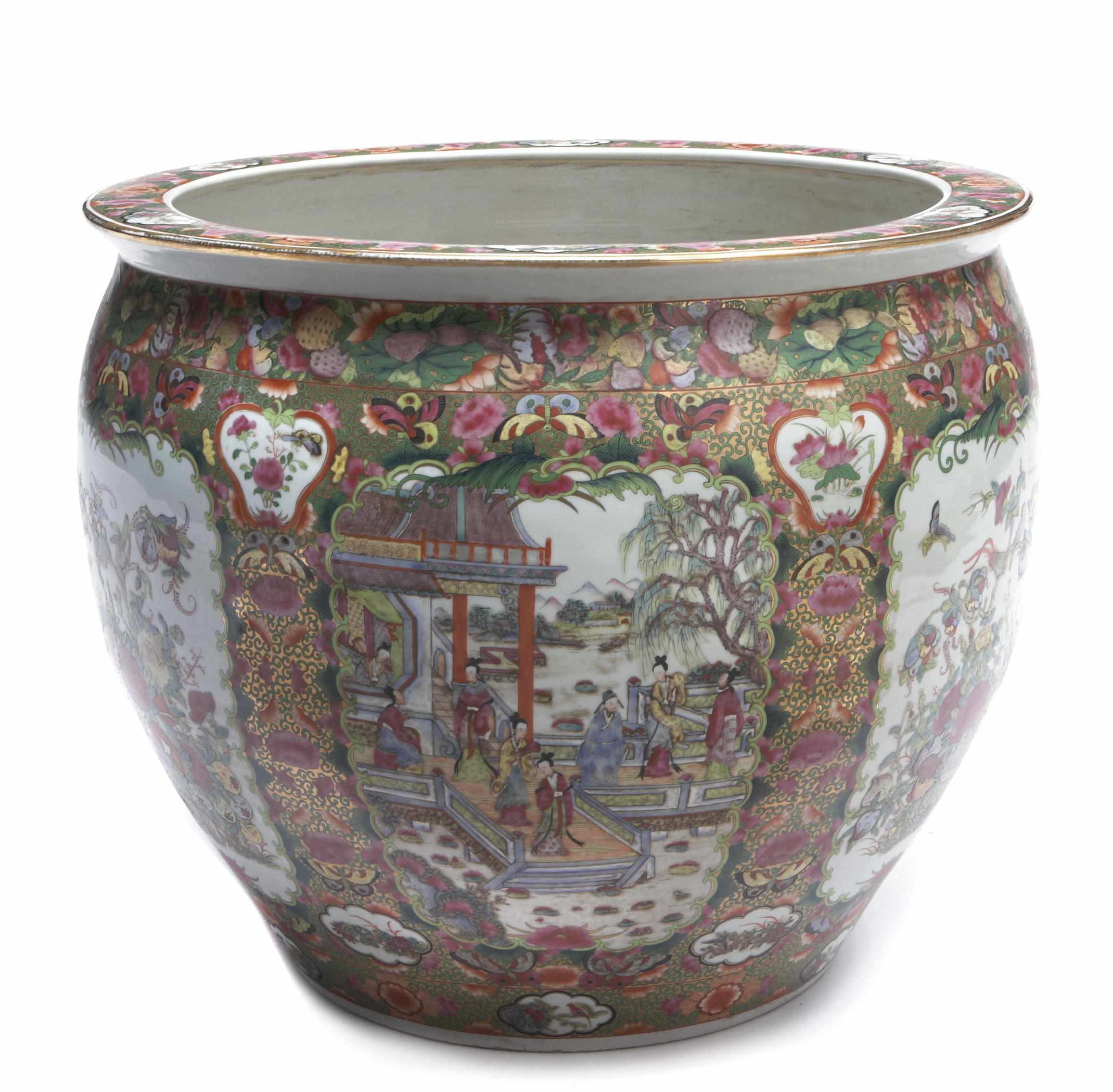 Appraisal: A Chinese famille rose porcelain jardiniere with figural and floral