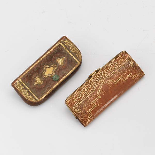 Appraisal: Belle poque Two Ladies' Gilt Embossed Leather Pouches An embossed